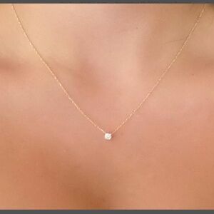 14K Gold Diamond Necklace - 0.10CT, 16 Inches